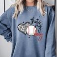 That's My Boy Leopard Heart Baseball Mom Premium Comfort Colors Sweatshirt Denim