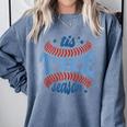 Tis The Season Baseball Mom Enthusiast Joy Comfort Colors Sweatshirt Denim