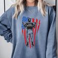 US Flag Baseball Player Batter Sport Lover Team Coach Family Comfort Colors Sweatshirt Denim