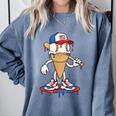 USA Patriotic Baseball Ice Cream Cone Freedom Comfort Colors Sweatshirt Denim USA Patriotic Baseball Ice Cream Cone Freedom Comfort Colors Sweatshirt Denim
