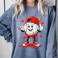 Valentine Baseball Heart Sports Men Boys Kid Comfort Colors Sweatshirt Denim