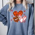 Valentines Baseball Basketball Football Heart Boy Men Comfort Colors Sweatshirt Denim Valentines Baseball Basketball Football Heart Boy Men Comfort Colors Sweatshirt Denim