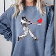 Valentines Baseball Batter Heart Player Silhouette Premium Tri-Blend Comfort Colors Sweatshirt Denim Valentines Baseball Batter Heart Player Silhouette Premium Tri-Blend Comfort Colors Sweatshirt Denim