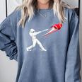 Valentines Day Baseball Batter Silhouette Heart Comfort Colors Sweatshirt Denim