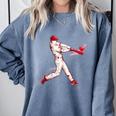 Valentines Day Baseball Batter Silhouette Heart For Men Boys Comfort Colors Sweatshirt Denim