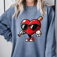 Valentines Day Baseball Heart Bat Sunglasses Men Boys Kids Comfort Colors Sweatshirt Denim