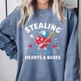 Valentines Day Baseball Stealing Hearts Bases Boys Kids Men Comfort Colors Sweatshirt Denim Valentines Day Baseball Stealing Hearts Bases Boys Kids Men Comfort Colors Sweatshirt Denim