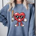Valentines Day Heart Playing Baseball Boys Men Kids Girls Comfort Colors Sweatshirt Denim