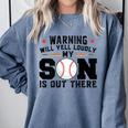 Warning Will Yell Loudly My Son Baseball Mom Comfort Colors Sweatshirt Denim Warning Will Yell Loudly My Son Baseball Mom Comfort Colors Sweatshirt Denim