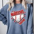 Warriors Home Plate Baseball Sports Baseball Mom Comfort Colors Sweatshirt Denim