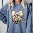 Wildcats Baseball Leopard Print Coquette Bow Mascot Game Day Comfort Colors Sweatshirt Denim Wildcats Baseball Leopard Print Coquette Bow Mascot Game Day Comfort Colors Sweatshirt Denim
