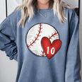 Womens Custom Baseball Mom Number 10 Heart For Mom Mommy Comfort Colors Sweatshirt Denim Womens Custom Baseball Mom Number 10 Heart For Mom Mommy Comfort Colors Sweatshirt Denim