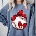 Womens Custom Baseball Mom Number 12 Heart For Mom Mommy Comfort Colors Sweatshirt Denim Womens Custom Baseball Mom Number 12 Heart For Mom Mommy Comfort Colors Sweatshirt Denim