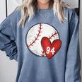 Womens Custom Baseball Mom Number 94 Heart For Mom Mommy Comfort Colors Sweatshirt Denim