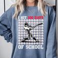 Women's I Hit 100 Days Of School Baseball 100th Day Boys Kids Comfort Colors Sweatshirt Denim