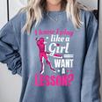Women's Play Like A Girl Softball Baseball Girls Comfort Colors Sweatshirt Denim