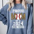 Womens Proud Mom Of a 2024 Senior Class Of 2024 Baseball Mom Comfort Colors Sweatshirt Denim