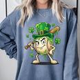 Women's St Patricks Day Baseball Leprechaun Shamrock Player Boys Kid Comfort Colors Sweatshirt Denim