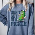Youth Baseball Catcher Humor Don’t Get In A Pickle Comfort Colors Sweatshirt Denim