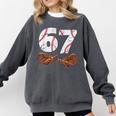 67 Trend Baseball Six Seven Number For Boys Men Comfort Colors Sweatshirt Pepper