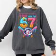 7th Birthday Boys I Was 6 Now I'm 7 Baseball Ice Cream Drip Comfort Colors Sweatshirt Pepper