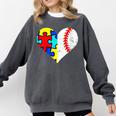 Autism Baseball Heart Autism Puzzle Baseball Mom Comfort Colors Sweatshirt Pepper