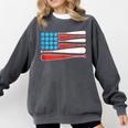 Baseball American Flag Patriotic USA Pride Comfort Colors Sweatshirt Pepper