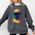 Baseball Catcher Mask Ice Cream Dripping Baseball Fan Boys Comfort Colors Sweatshirt Pepper