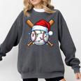 Baseball Christmas Lights Santa Christmas Baseball Player Comfort Colors Sweatshirt Pepper