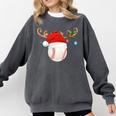 Baseball Christmas Reindeer Santa Hat Sports Player Xmas Comfort Colors Sweatshirt Pepper