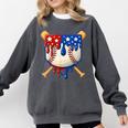 Baseball Drip American Flag Home Plate 4th Of July Patriotic Comfort Colors Sweatshirt Pepper