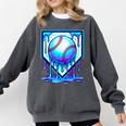 Baseball Drip Ice Cream Blue Glow Melt Ball Graphic Comfort Colors Sweatshirt Pepper