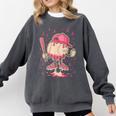 Baseball Drip Ice Cream Breast Cancer Awareness Boys & Girls Comfort Colors Sweatshirt Pepper