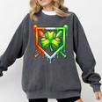 Baseball Drip Ice Cream St Patricks Day Shamrock Lucky Comfort Colors Sweatshirt Pepper