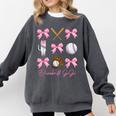 Baseball Gigi Era Bows Baseball Mom Women Comfort Colors Sweatshirt Pepper