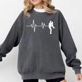 Baseball Heartbeat Pitcher Position Simple Line Art Comfort Colors Sweatshirt Pepper
