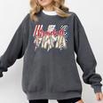 Baseball Mama Lightning Bolt Checkered Varsity Mother's Day Comfort Colors Sweatshirt Pepper