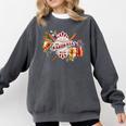 Baseball Mom With Garden Flowers Comfort Colors Sweatshirt Pepper