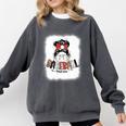 Baseball Mom Messy Bun Mommy Baseball Player Premium Comfort Colors Sweatshirt Pepper