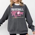 Baseball Mom Pink Ribbon Breast Cancer Awareness Fighters Comfort Colors Sweatshirt Pepper