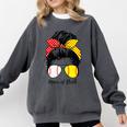 Baseball Mom Softball Mom Of Both Messy Bun Mother's Day Comfort Colors Sweatshirt Pepper Baseball Mom Softball Mom Of Both Messy Bun Mother's Day Comfort Colors Sweatshirt Pepper