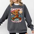 Baseball Player Christmas Gingerbread Smashing Through Snow Comfort Colors Sweatshirt Pepper