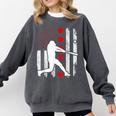 Baseball Silhouette Heart USA Flag Hearts American Boys Kids Comfort Colors Sweatshirt Pepper