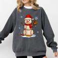 Baseball Snowman Merry Christmas Holiday Sports Xmas Pajamas Comfort Colors Sweatshirt Pepper