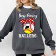Busy Raising Ballers Baseball Softball Soccer Mom Premium Tri-Blend Comfort Colors Sweatshirt Pepper