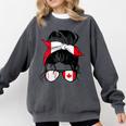 Canadian Baseball Mom Canada Flag Baseball Girl Comfort Colors Sweatshirt Pepper