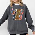 Checkered Leopard Game Day Baseball Men Women Kids Comfort Colors Sweatshirt Pepper
