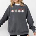 Christmas Baseball Player X-Mas Balls Comfort Colors Sweatshirt Pepper