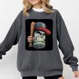 Cool Dollar Bill Guy With Cap And Baseball Costume Premium Tri-Blend Comfort Colors Sweatshirt Pepper Cool Dollar Bill Guy With Cap And Baseball Costume Premium Tri-Blend Comfort Colors Sweatshirt Pepper