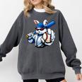 Cool Rabbit Baseball Easter Men Boy Toddler Kid Comfort Colors Sweatshirt Pepper